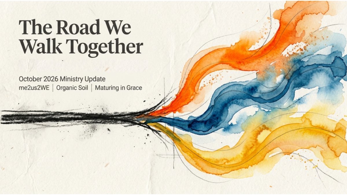 一起走的路 · The Road We Walk Together: 一道粗黑的線慢慢散開成橘色、藍色與金黃色的水彩